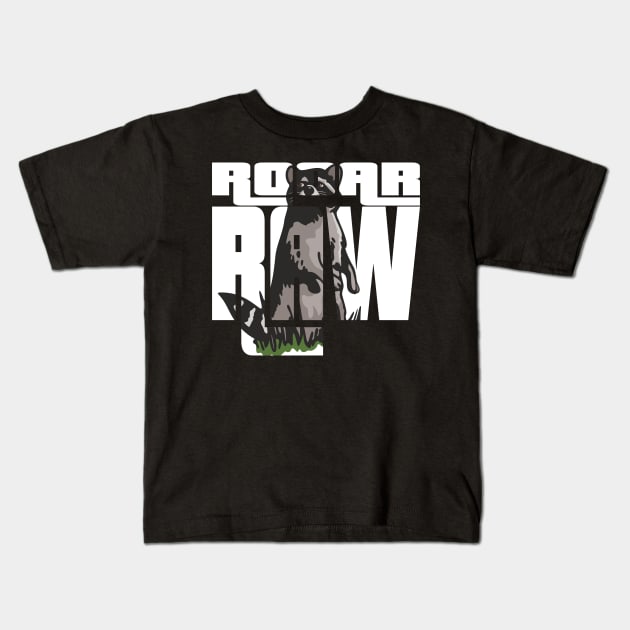 Rooar Raw Racoon Shirt T-Shirt 3 Kids T-Shirt by KAOZ